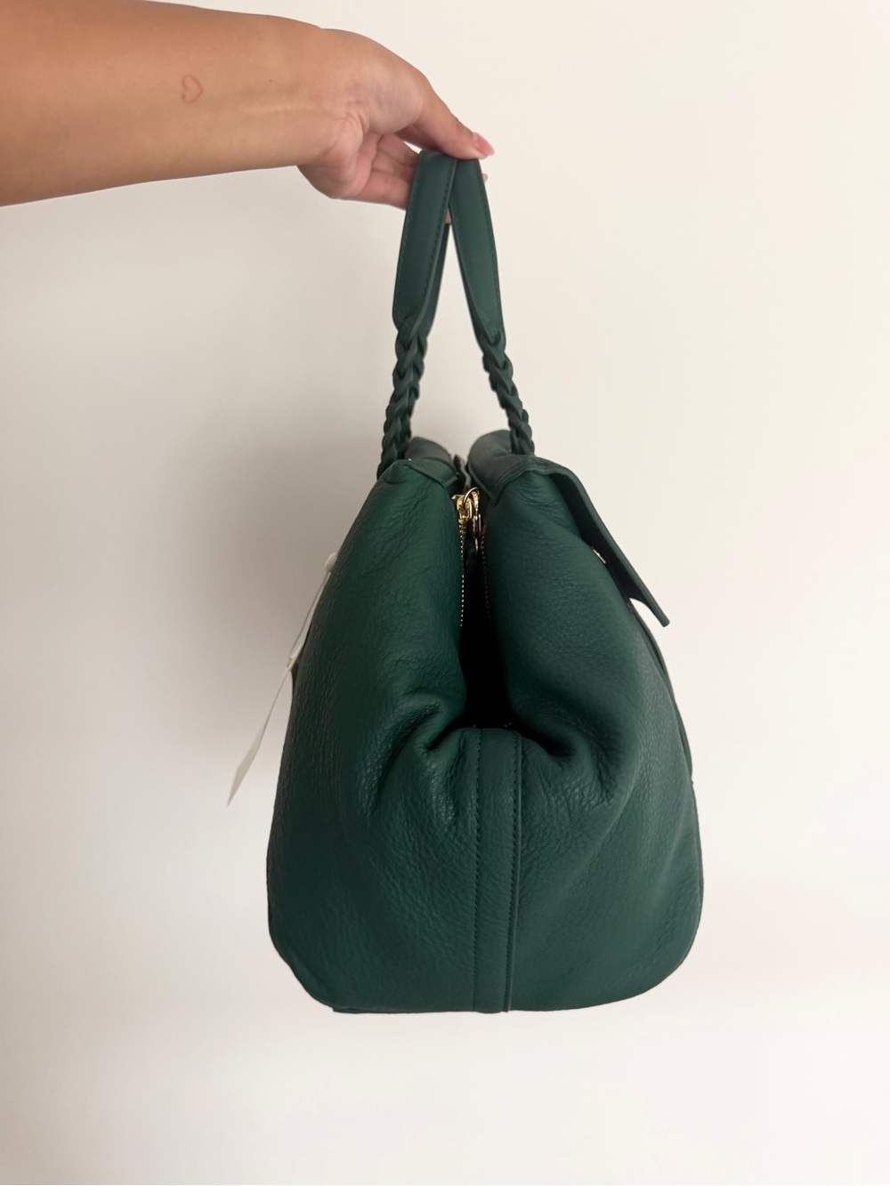 Tory Burch Green Half Moon Leather Satchel Large Bag Brand New NWT - Picture 2 of 13